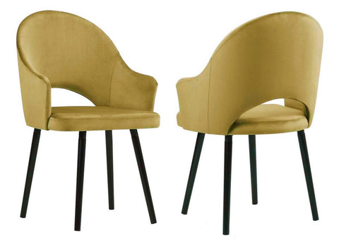 Clare - Yellow Velvet Dining Chair, Set of 2-Chair Set-Belle Fierté