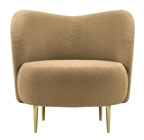 Caprice - Camel Brown Bouclé Armchair, Accent Chair-Chair-Belle Fierté