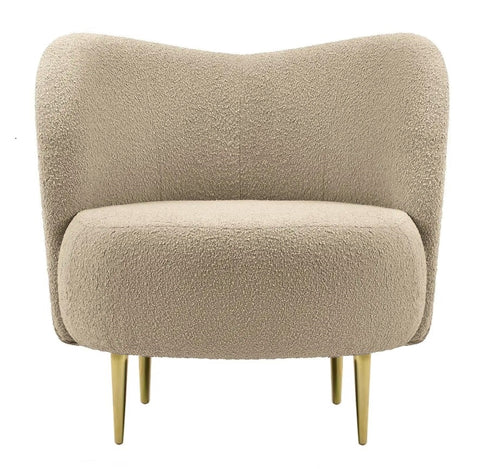 Caprice - Dark Beige Bouclé Armchair, Accent Chair-Chair-Belle Fierté