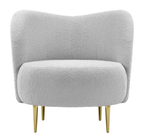 Caprice - Light Grey Bouclé Armchair, Accent Chair-Chair-Belle Fierté