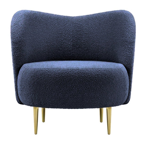 Caprice - Navy Blue Bouclé Armchair, Accent Chair-Chair-Belle Fierté