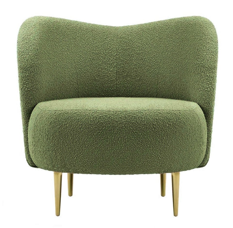 Caprice - Olive Green Bouclé Armchair, Accent Chair-Chair-Belle Fierté