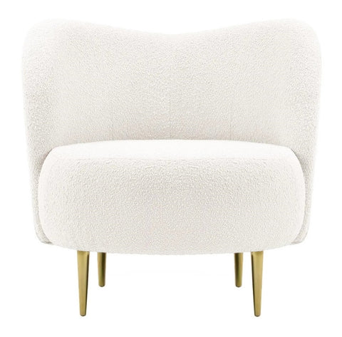 Caprice - Bouclé Armchair, Curved Accent Chair-Chair-Belle Fierté