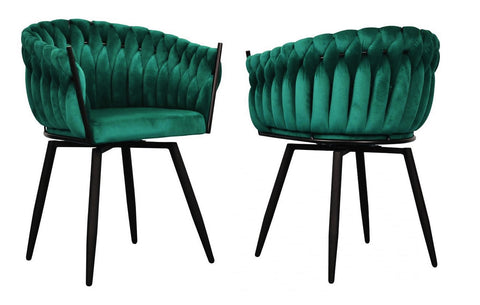 Chantel - Green Velvet Dining Chair, Swivel Chair, Set of 2-Chair Set-Belle Fierté