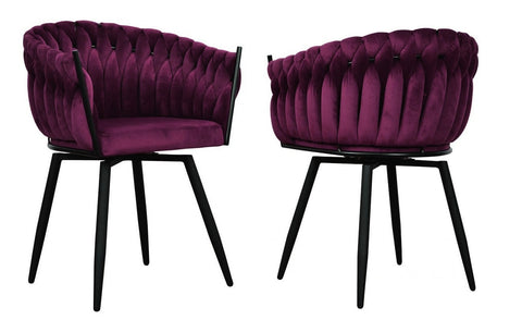 Chantel - Plum Velvet Dining Chair, Swivel Chair, Set of 2-Chair Set-Belle Fierté