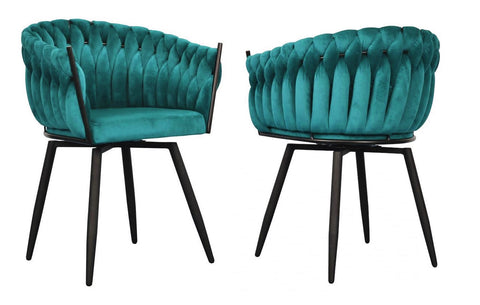 Chantel - Teal Velvet Dining Chair, Swivel Chair, Set of 2-Chair Set-Belle Fierté