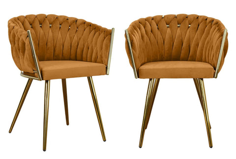 Chantel - Burnt Orange Velvet Gold Leg Dining Chair, Set of 2-Chair Set-Belle Fierté