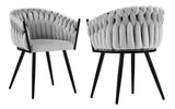 Chantel - Grey Velvet Dining Chair, Black Metal Leg, Set of 2-Chair Set-Belle Fierté