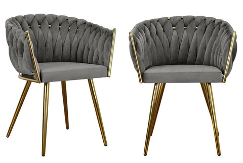 Chantel - Grey Velvet Gold Leg Dining Chair, Set of 2-Chair Set-Belle Fierté