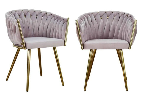 Chantel - Lilac Velvet Gold Leg Dining Chair, Set of 2-Chair Set-Belle Fierté