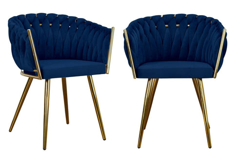 Chantel - Navy Blue Velvet Gold Leg Dining Chair, Set of 2-Chair Set-Belle Fierté