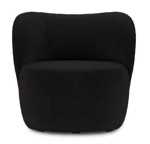 Chelsea - Black Bouclé Armchair, Curved Accent Chair-Armchair-Belle Fierté