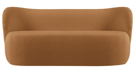 Chelsea - Burnt Orange Bouclé Sofa, Curved 3 Seater Sofa-Sofa-Belle Fierté