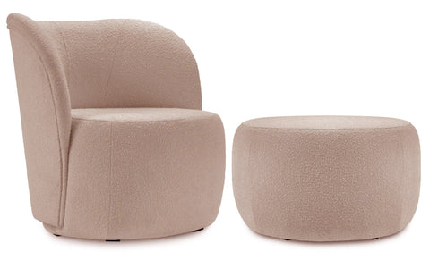 Chelsea - Pink Bouclé Armchair and Footstool Set-Armchair-Belle Fierté