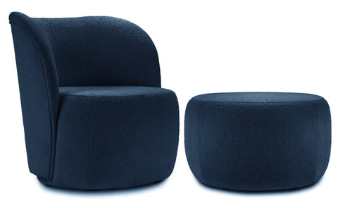 Chelsea - Navy Blue Bouclé Armchair and Footstool Set-Armchair-Belle Fierté