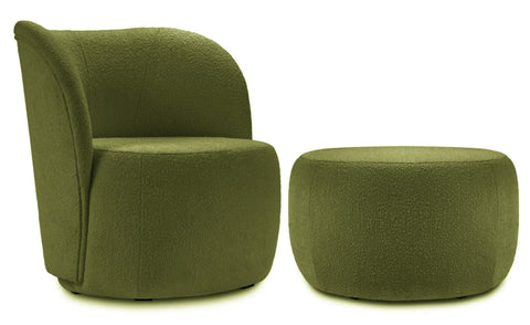 Chelsea - Green Bouclé Armchair and Footstool Set-Armchair-Belle Fierté