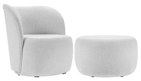 Chelsea - Light Grey Bouclé Armchair and Footstool Set-Armchair-Belle Fierté