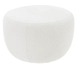 Chelsea - White Bouclé Ottoman, Round Ottoman-Ottomans and Footstools-Belle Fierté