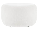 Chelsea - White Bouclé Ottoman, Round Ottoman-Ottomans and Footstools-Belle Fierté