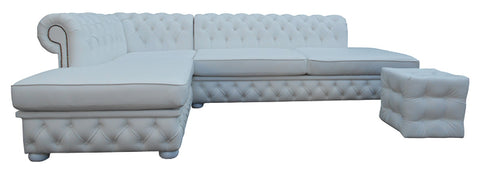 Chelsfield - L Shaped Chesterfield Corner Sofa in Faux/Eco Leather or Velvet-Sofa-Belle Fierté