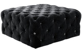 Zoe - Swarovski Crystals Tufted Ottoman, Chesterfield Coffee Table-Benches & Ottomans-Belle Fierté