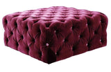 Zoe - Swarovski Crystals Tufted Ottoman, Chesterfield Coffee Table-Benches & Ottomans-Belle Fierté