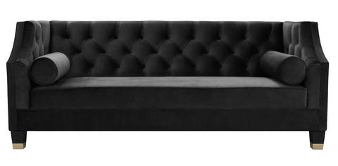 Chorley - Black Velvet Sofa, Tufted 2 Seater Sofa-Sofa-Belle Fierté