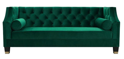 Chorley - Emerald Green Velvet Sofa, Tufted 2 Seater Sofa-Sofa-Belle Fierté