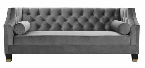 Chorley - Grey Velvet Sofa, Tufted 2 Seater Sofa-Sofa-Belle Fierté