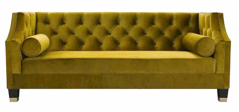 Chorley - Mustard Velvet Sofa, Tufted 2 Seater Sofa-Sofa-Belle Fierté