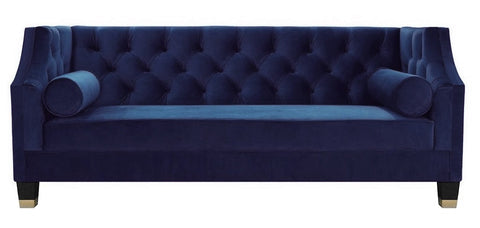 Chorley - Navy Blue Velvet Sofa, Tufted 2 Seater Sofa-Sofa-Belle Fierté