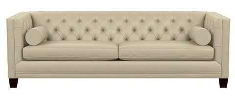 Colin - Beige Tufted Genuine Leather Sofa-Sofa-Belle Fierté