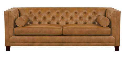 Colin - Cognac Brown Tufted Genuine Leather Sofa-Sofa-Belle Fierté