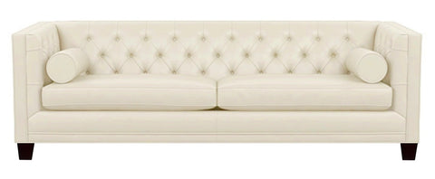 Colin - Cream Tufted Genuine Leather Sofa-Sofa-Belle Fierté