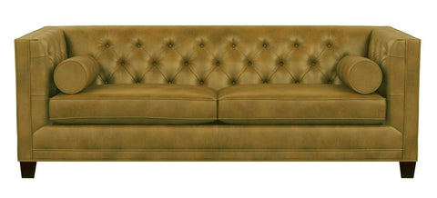 Colin - Tan Tufted Genuine Leather Sofa-Sofa-Belle Fierté