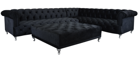 Claridon- Elegant Chesterfield Studded Velvet Corner Sofa Bed-Sofa-Belle Fierté
