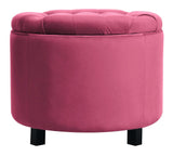 Disar - Hot Pink Velvet Pouffe, Storage Footstool, 50x43cm-Ottomans and Footstools-Belle Fierté