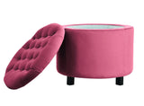 Disar - Hot Pink Velvet Pouffe, Storage Footstool, 50x43cm-Ottomans and Footstools-Belle Fierté