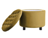 Disar - Yellow Velvet Pouffe, Storage Footstool, 50x43cm-Ottomans and Footstools-Belle Fierté