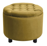 Disar - Yellow Velvet Pouffe, Storage Footstool, 50x43cm-Ottomans and Footstools-Belle Fierté