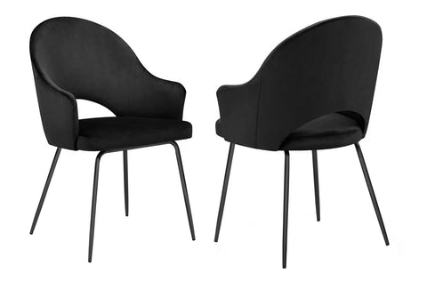 DIXIE - Black Velvet Dining Chair, Black Leg Chair, Set of 2-Chair Set-Belle Fierté