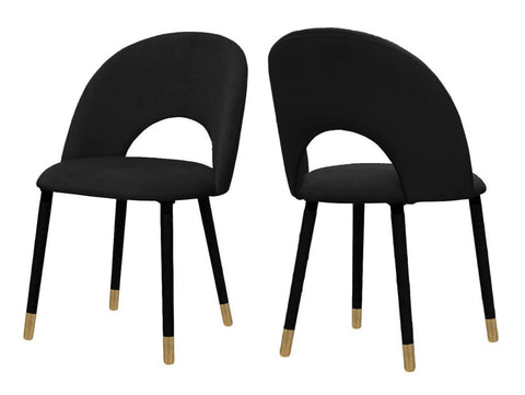 Everly - Black Velvet Dining Chair, Set of 2-Chair Set-Belle Fierté