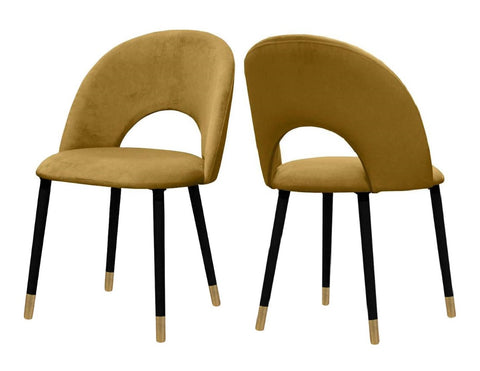 Everly - Mustard Velvet Dining Chair, Set of 2-Chair Set-Belle Fierté
