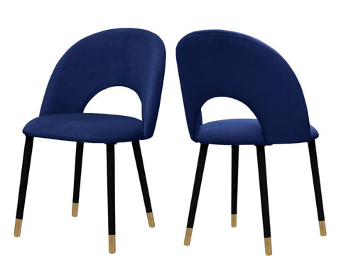 Everly - Navy Blue Velvet Dining Chair, Set of 2-Chair Set-Belle Fierté