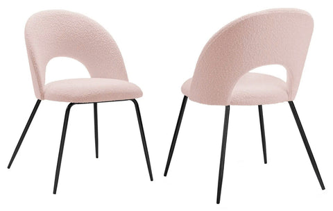 Everly - Pink Bouclé Dining Chair, Set of 2-Chair Set-Belle Fierté