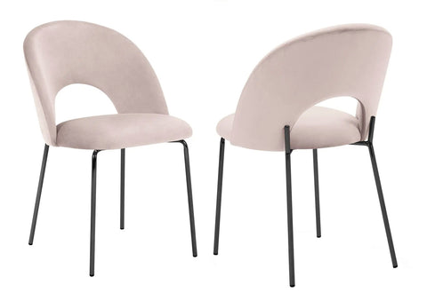 Everly - Pink Velvet Dining Chair, Black Metal Base, Set of 2-Chair Set-Belle Fierté