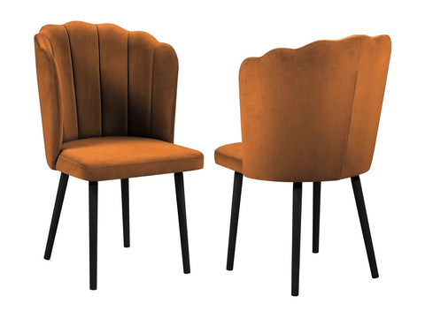 Elora - Burnt Orange Velvet Dining Chair, Set of 2-Chair Set-Belle Fierté