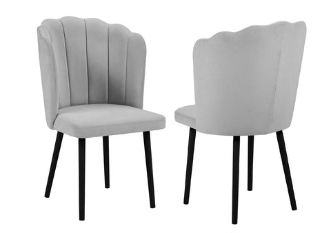 Elora - Grey Velvet Dining Chair, Set of 2-Chair Set-Belle Fierté