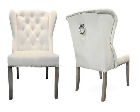 Ely - Cream Velvet Knocker Glamourous Dining Chair, Set of 2-Chair Set-Belle Fierté