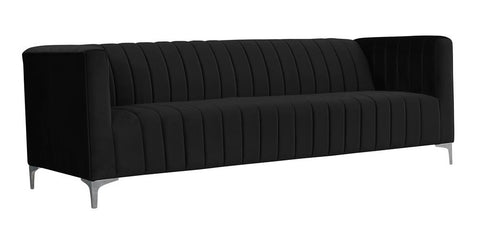 Felicia - Black Velvet Modern 3 Seater Sofa-Sofa-Belle Fierté
